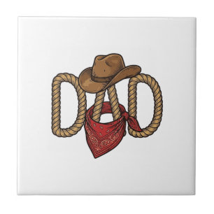 Azulejo Papá vaquero cuerda sombrero bandana grabado vinta