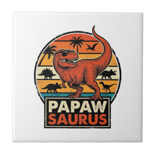 Azulejo Papawsaurus Diseño Vectorial Retro Dinosaurio Atar