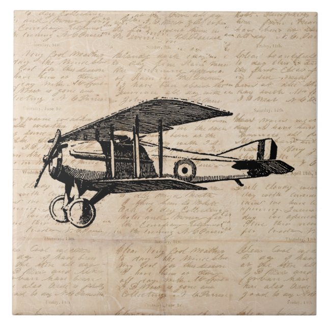 Azulejo Papel clásico de escritura de arte de aviación ant (Frente)