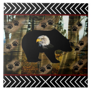 Azulejo Papel de oso negro de águila de águila de águil