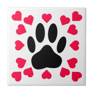 Azulejo Papel de perro negro con formas cardíacas