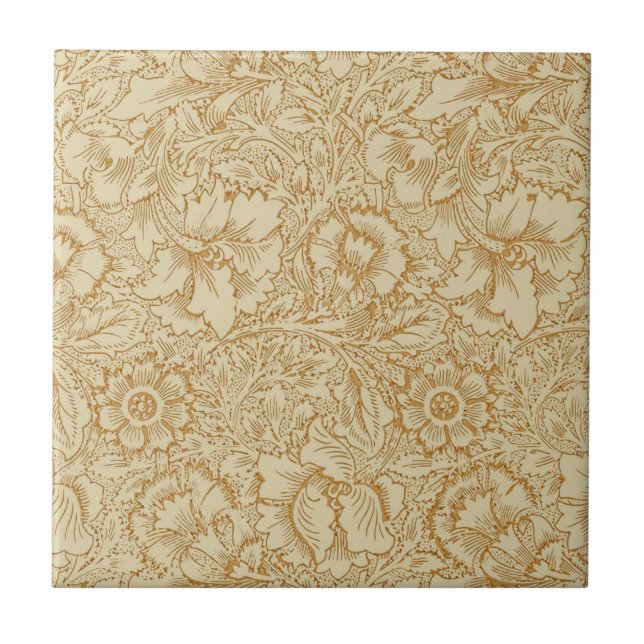 Azulejo Papel pintado floral de amapola de William Morris (Frente)