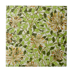 Azulejo Papel pintado floral de madreselva verde de Willia