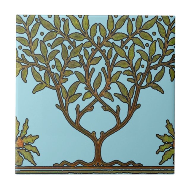 Azulejo Papel pintado floral de William Morris Tree Frieze (Frente)