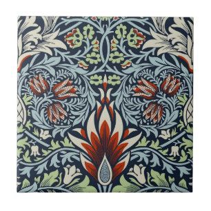 Azulejo Papel pintado floral Morris Navy Blue Snakeshead