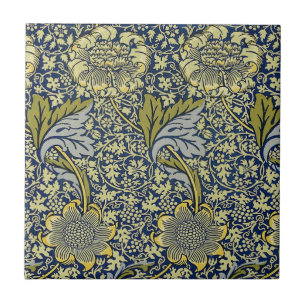 Azulejo Papel pintado floral William Morris Kennet Azul Do