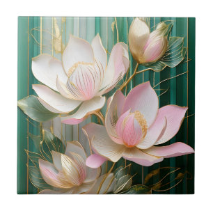 Azulejo Papel pintado floreado Arte de magnolia japonesa