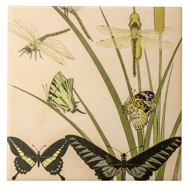 Azulejo Papillones y libélulas de Maurice Verneuil (Frente)