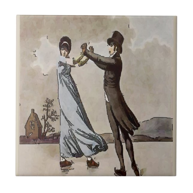 Azulejo Par mosaico de patinaje sobre hielo, aspecto holan (Frente)