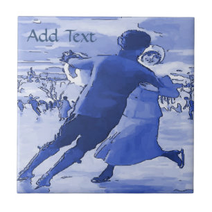 Azulejo Par mosaico de patinaje sobre hielo, aspecto holan