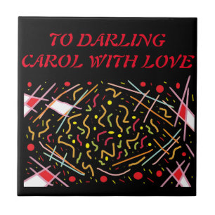 Azulejo Para encantar a Carol con amor diseño negro rojo