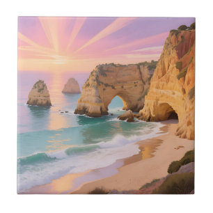 Azulejo Paraíso de Cuevas Marinas al Atardecer
