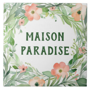Azulejo Paraíso hawaiano Personalizado Casa Nombre Rótulo 