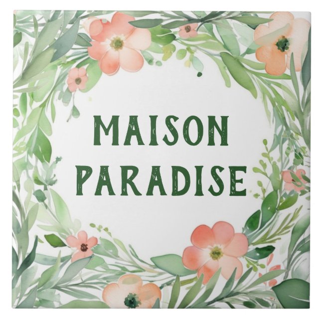Azulejo Paraíso hawaiano Personalizado Casa Nombre Rótulo  (Frente)