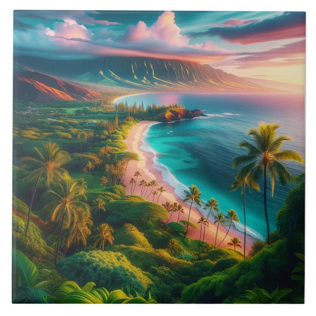 Azulejo Paraíso tropical de la isla de Maui (Frente)