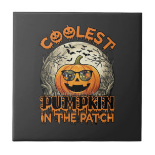Azulejo Parche de Calabaza más Cool de Halloween Gafas de