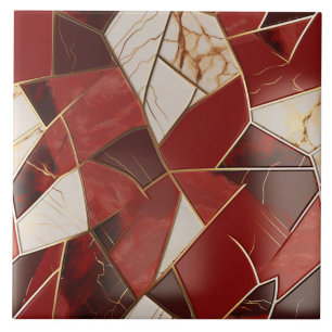 Azulejo Parche de efecto mármol rojo y marfil