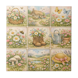 Azulejo Parche de jardín de flores silvestres Cottagecore
