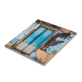 Azulejo Pared azul y puerta