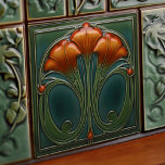 Azulejo Pared de Naranja esmeralda decorando el Art Nouvea<br><div class="desc">¡Bienvenidos a CreaTile! Aquí encontrará diseños de baldosas hechos a mano que he hecho personalmente artesanalmente y vintage baldosas de barro cerámico y porcelana, ya sean manchadas o naturales. Me encanta diseñar productos de cerámica y azulejos, con la esperanza de darte una manera de transformar tu hogar en algo que...</div>
