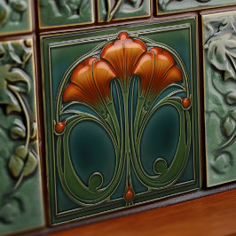 Azulejo Pared de Naranja esmeralda decorando el Art Nouvea