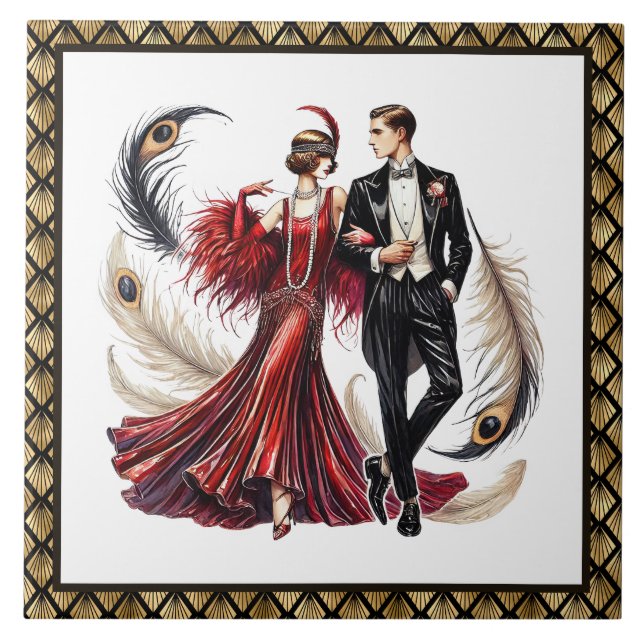 Azulejo Pareja Art deco linda (Frente)