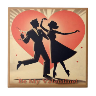 Azulejo Pareja bailando de San Valentín de mediados de sig