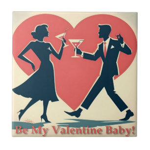Azulejo Pareja de baile moderna de San Valentín de mediado