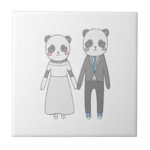 Azulejo Pareja de Boda de Panda Adorable – Novia y Novio K