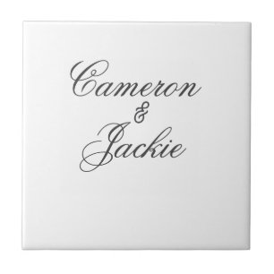 Azulejo Pareja de boda elegante simple nombre caligrafía e