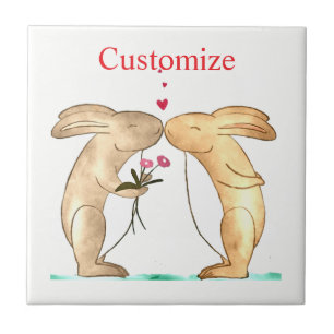 Azulejo Pareja de conejos besándose Thunder_Cove