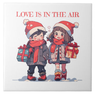 Azulejo Pareja de Navidad - El amor está en el aire