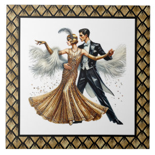 Azulejo Pareja elegante Art Deco