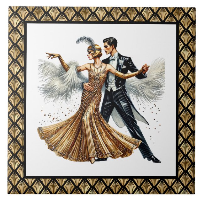 Azulejo Pareja elegante Art Deco (Frente)