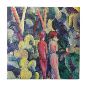 Azulejo Pareja en el camino del bosque de August Macke