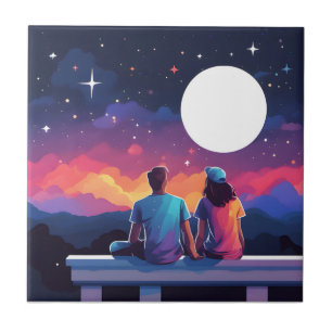 Azulejo Pareja Stargazing