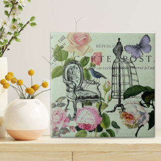 Azulejo parís de mariposa de rosa francés vintage moderno