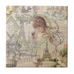 Azulejo París Francia Chica Bonita Suave Torre Eiffel