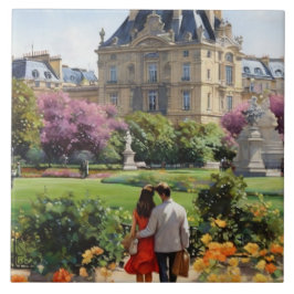 Azulejo Paris Love: Romantic Couple Jardin du Luxembourg