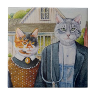 Azulejo Parodia gótica estadounidense pintura acuarela
