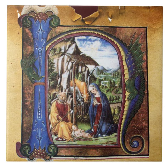 AZULEJO PARQUE DE NAVIDADES DE NATIVITY MONOGRAM (Frente)