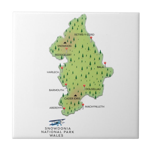 Azulejo parque nacional de Snowdonia, mapa de Gales (Frente)