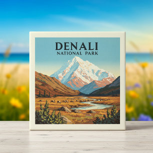 Azulejo Parque nacional Denali de Vintage