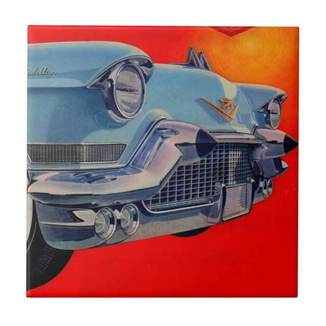 Azulejo Parrilla azul Cadillac de los años 1950 (Frente)