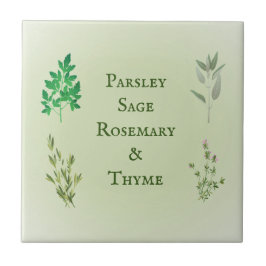 Azulejo Parsley Sage Rosemary Thyme Herbal Ceramic Tile
