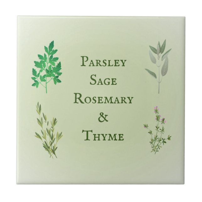 Azulejo Parsley Sage Rosemary Thyme Herbal Ceramic Tile (Frente)