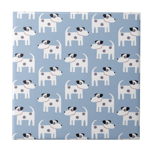 Azulejo Parson Jack Russell Terrier Dog Pattern Blue (Frente)