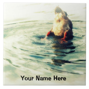 Azulejo ¡Partes inferiores PARA ARRIBA! Foto divertida de