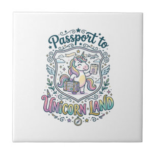 Azulejo Pasaporte de Unicornio a Tierra de Unicornios Fond