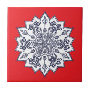 Azulejo Pascua de arena de mandela azul y blanca